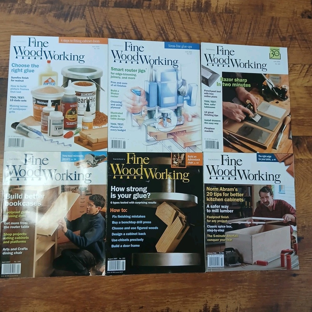 Lot Of 6 "Fine Woodworking" Magazines Issues #176,177,184,190,192,196 Vtg